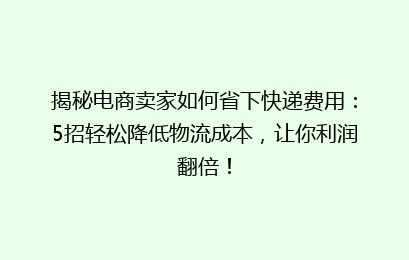 揭秘电商卖家如何省下快递费用:5招轻松降低物流成本,让你利润翻倍!
