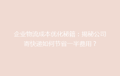 企业物流成本优化秘籍:揭秘公司寄快递如何节省一半费用?
