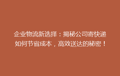 企业物流新选择：揭秘公司寄快递如何节省成本，高效送达的秘密！