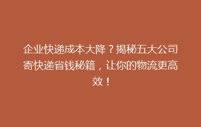 企业快递成本大降？揭秘五大公司寄快递省钱秘籍，让你的物流更高效！